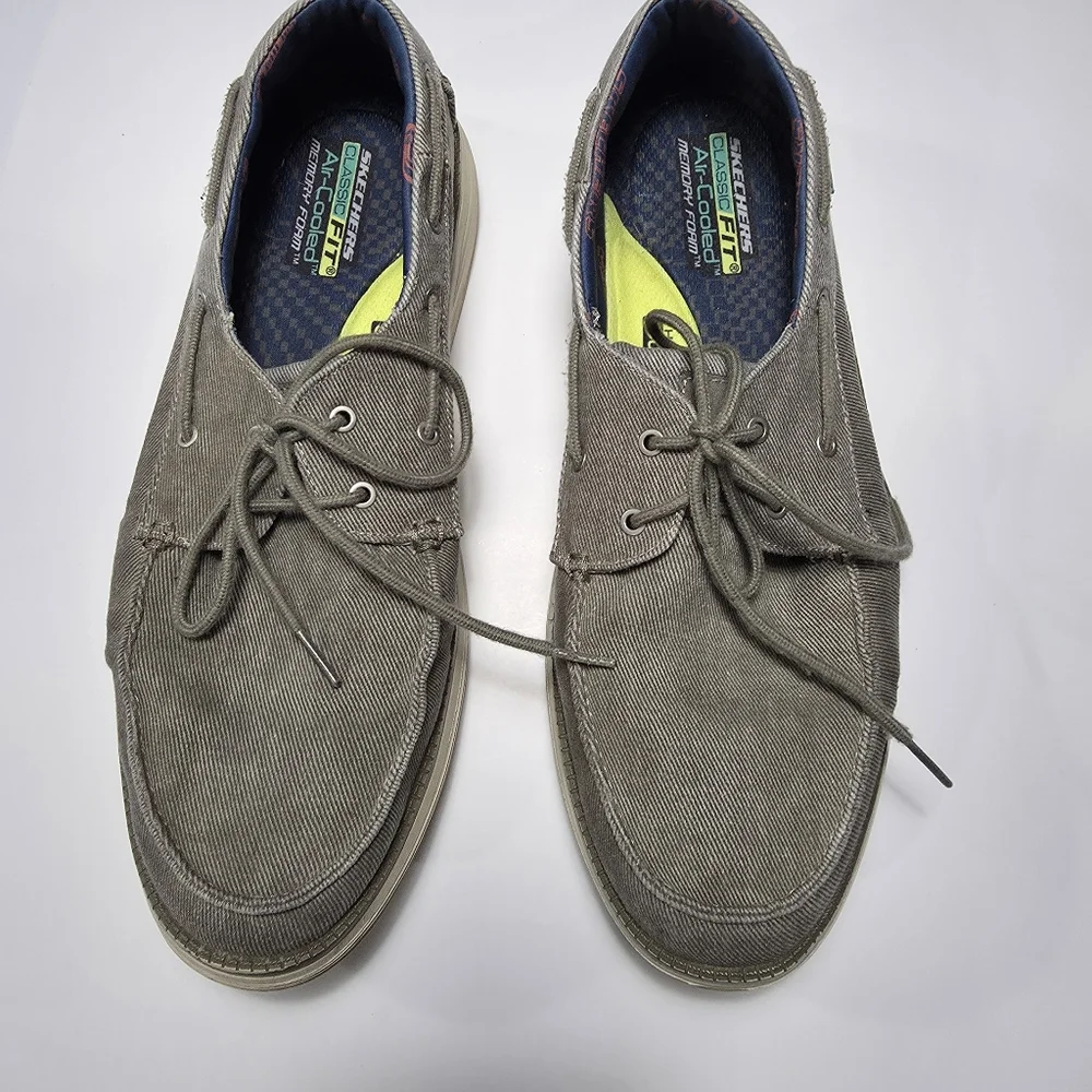 Skechers Casual Canvas Boat Shoes - Gray Size 14